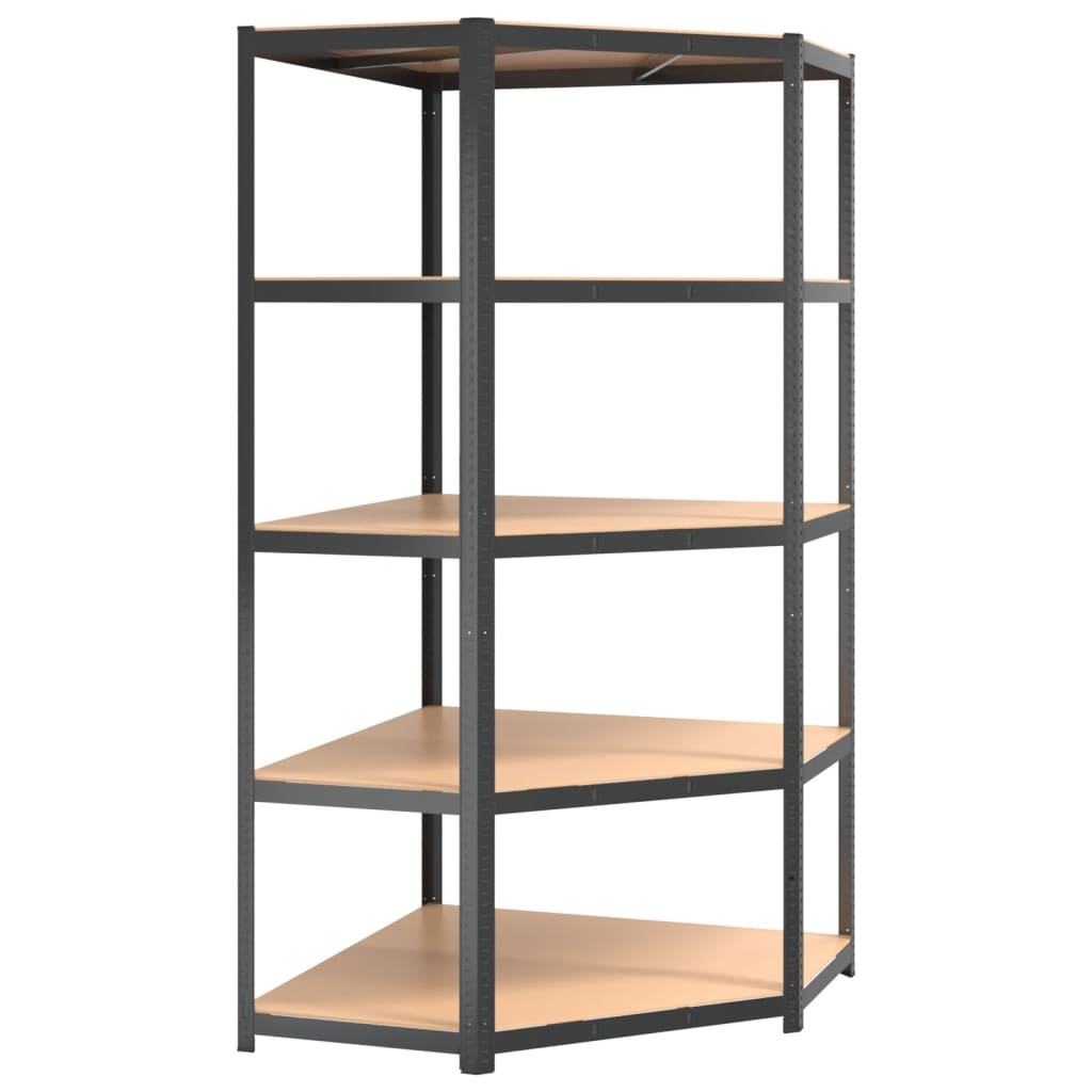 vidaXL 5-Layer Corner Shelf Anthracite Steel&Engineered Wood