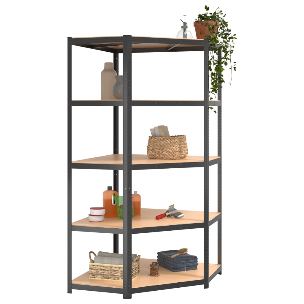 vidaXL 5-Layer Corner Shelf Anthracite Steel&Engineered Wood