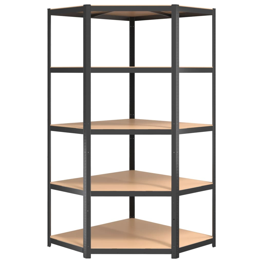 vidaXL 5-Layer Corner Shelf Anthracite Steel&Engineered Wood