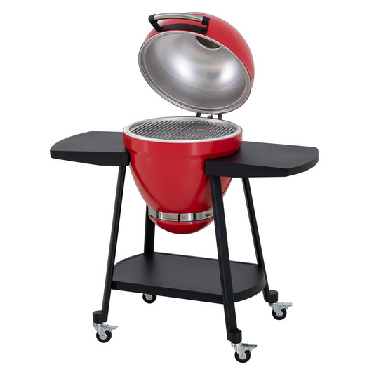 Sunjoy 20IN Egg-shaped Grill with Pizza Plate, Red