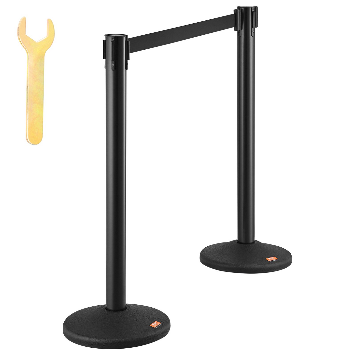 VEVOR Crowd Control Stanchions, 8-Pack Crowd Control Barriers with 4PCS 6.5FT Black Retractable Belts, Plastic Stanchion Queue Post, Belt Barriers Line Divider Stanchion Set for Airport, Exhibition