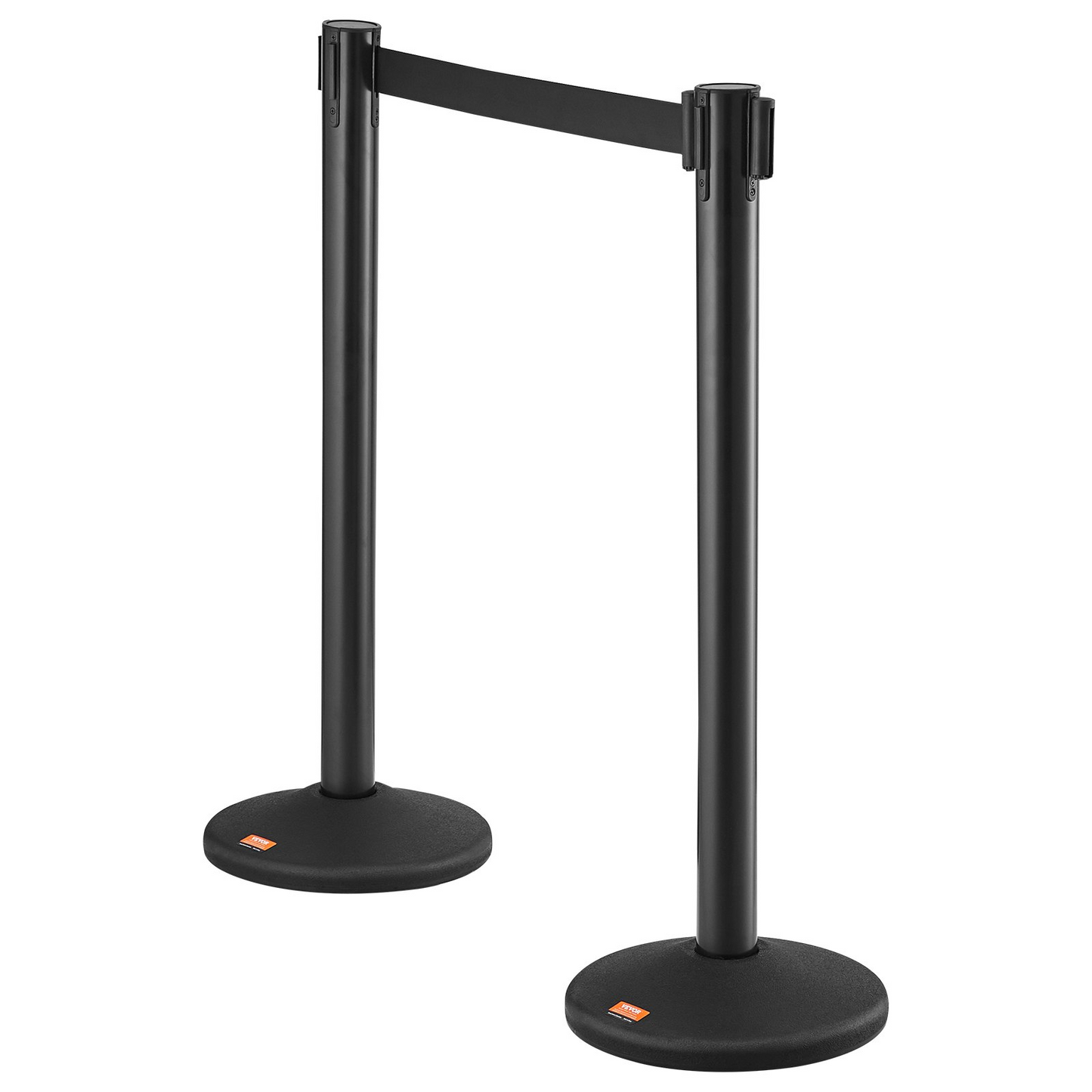 VEVOR Crowd Control Stanchions, 8-Pack Crowd Control Barriers with 4PCS 6.5FT Black Retractable Belts, Plastic Stanchion Queue Post, Belt Barriers Line Divider Stanchion Set for Airport, Exhibition