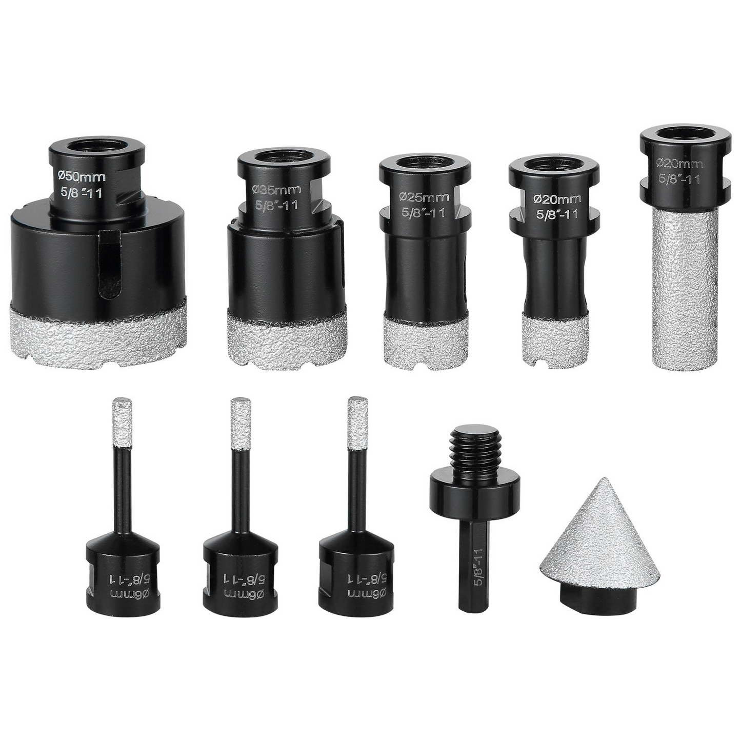 VEVOR Diamond Core Drill Bit Set, 7 PCS 6/6/6/20/25/35/50mm Diamond Hole Saw Kit, with Finger Milling Bit Cone Bit Saw Blade and Storage Case for, Dry and Wet, Diamond Drill Bits for Ceramic Tile