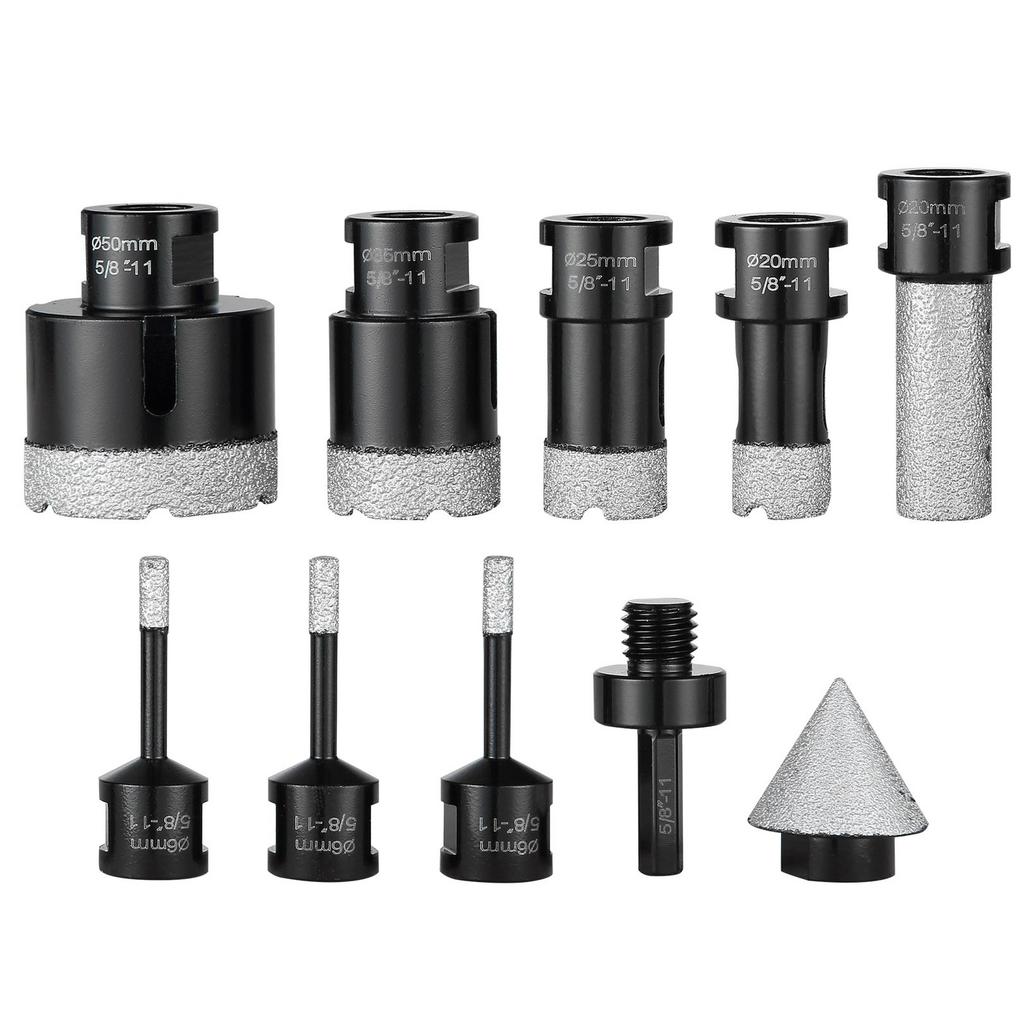 VEVOR Diamond Core Drill Bit Set, 7 PCS 6/6/6/20/25/35/50mm Diamond Hole Saw Kit, with Finger Milling Bit Cone Bit Saw Blade and Storage Case for, Dry and Wet, Diamond Drill Bits for Ceramic Tile