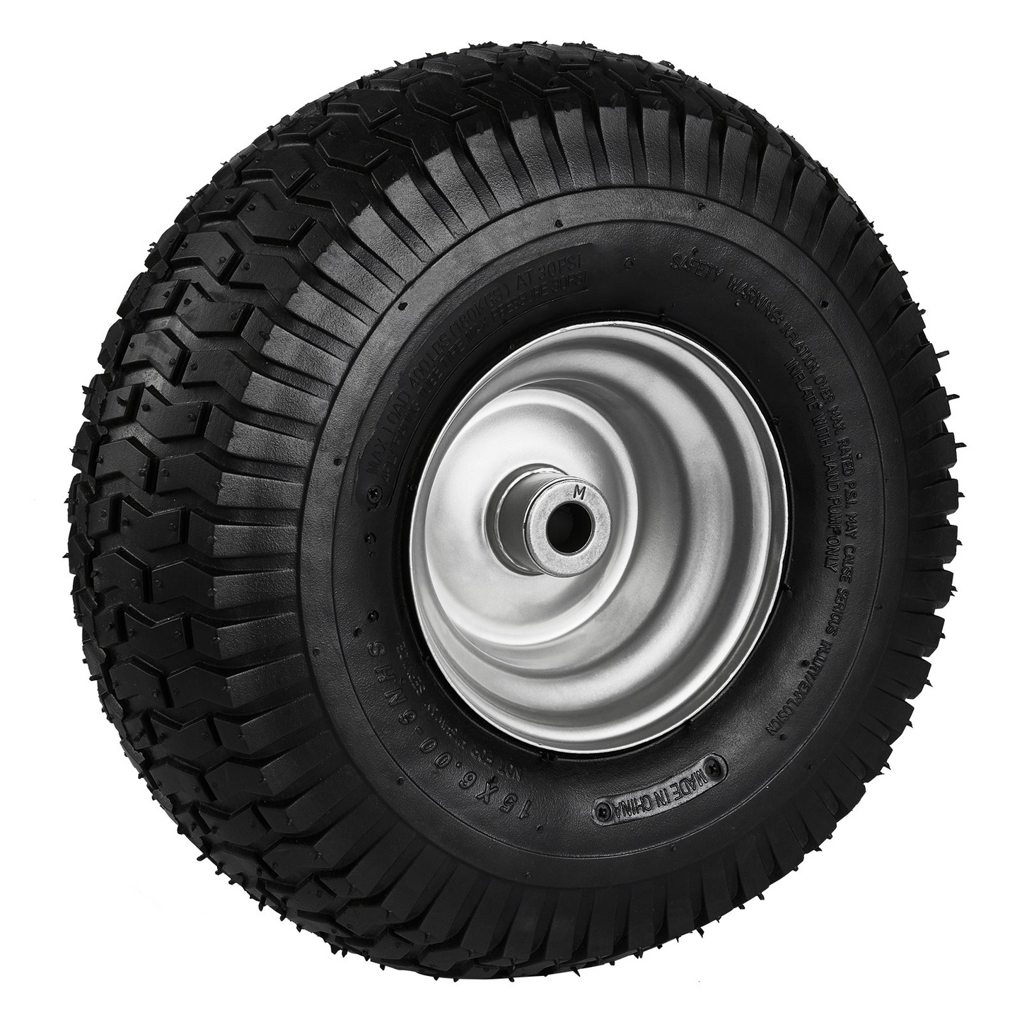 VEVOR Lawn Mower Tires, 15x6-6" Lawn Tractor Tires, 2-Pack Tire and Wheel Assemblies, Turf Pneumatic Tires with 3" Centered Hub and 3/4" Bushing Size, 16 PCS Adapters for Riding Mowers Lawn Tractors