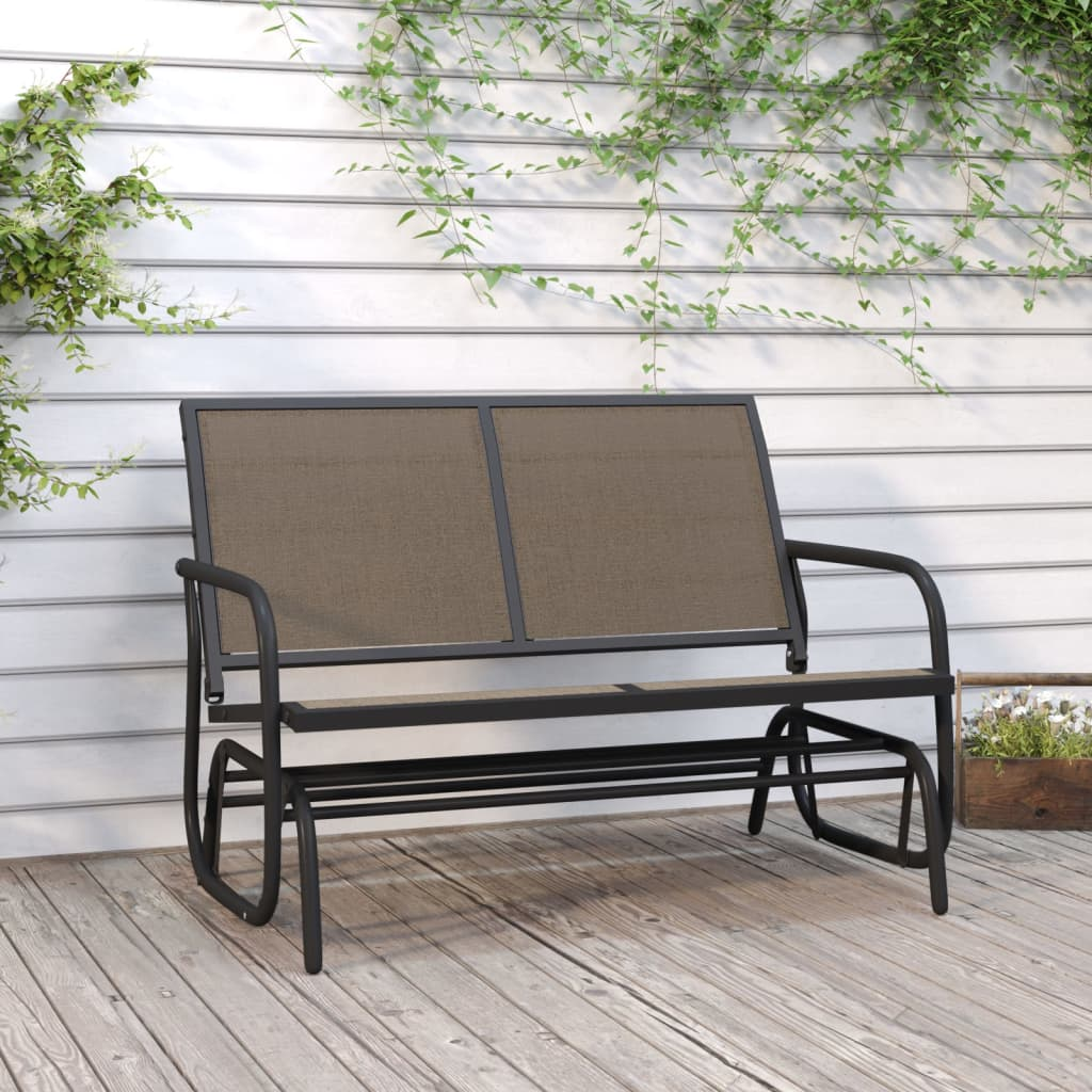 vidaXL Garden Glider Bench Brown 47.4"x29.9"x34.1" Textilene&Steel