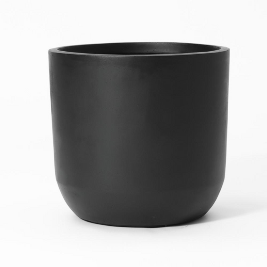 14.6-Inch Round Smooth Finish Black MgO Planter