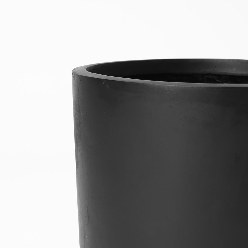 14.6-Inch Round Smooth Finish Black MgO Planter