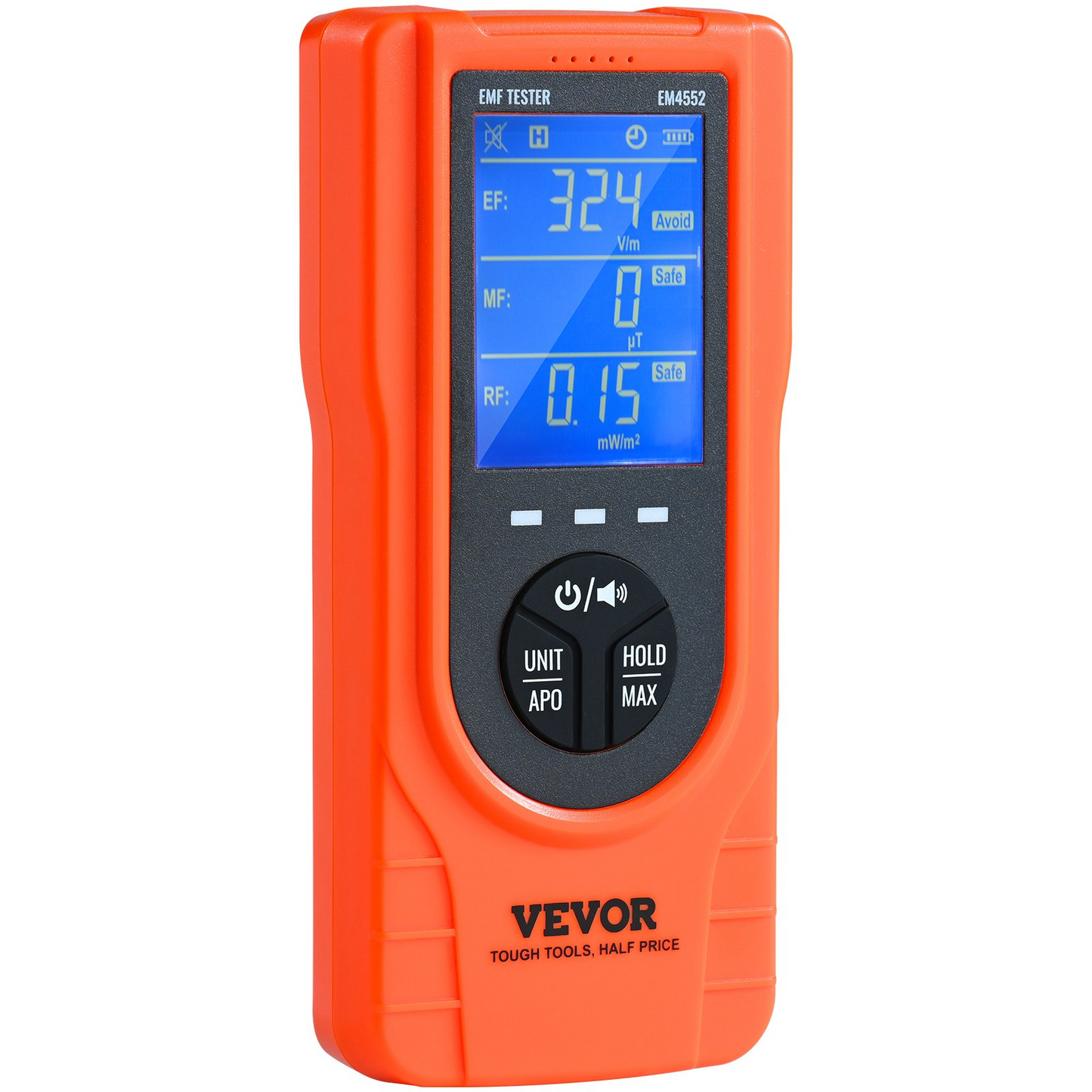 VEVOR 3-in-1 EMF Meter, 5Hz - 3.5GHz, Handheld Rechargeable Electromagnetic Field Radiation Detector, Digital LCD EMF Tester for EF MF RF Home Inspections Outdoor Ghost Hunting Paranormal Equipment