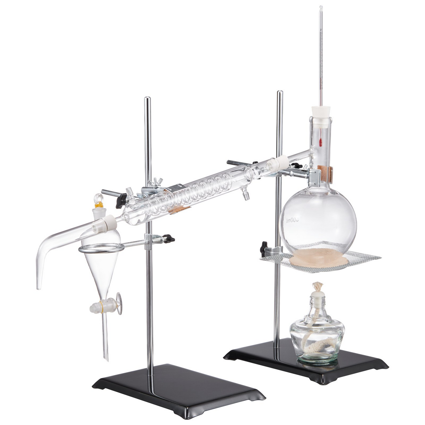 VEVOR Essential Oil Distillation Kit, 500ml Distillation Apparatus, 3.3 Boro Lab Glassware Distillation Kit with Alcohol Lamp, Ceramic Mesh and 24, 40 Joint, 28 pcs Set