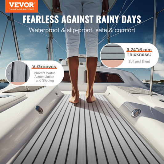 VEVOR Boat Flooring, EVA Foam Boat Decking 94.5" x 35.4", Non-Slip Self-Adhesive Flooring, 23.2 sq.ft Marine Carpet for Boats, Yacht, Pontoon, Kayak Decking