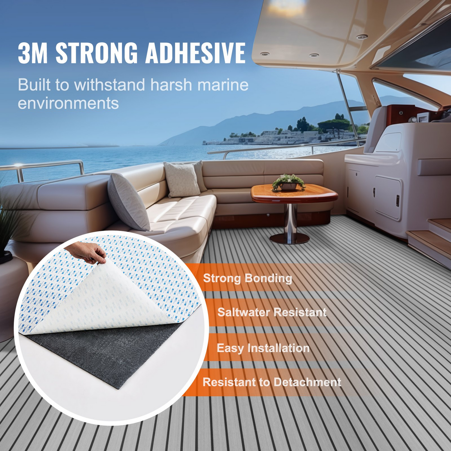 VEVOR Boat Flooring, EVA Foam Boat Decking 94.5" x 35.4", Non-Slip Self-Adhesive Flooring, 23.2 sq.ft Marine Carpet for Boats, Yacht, Pontoon, Kayak Decking