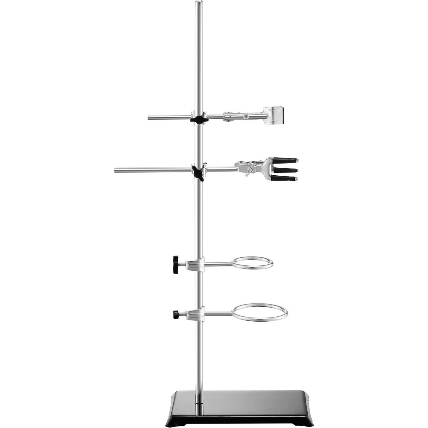 VEVOR Lab Stand Support, Laboratory Retort Support Stand 2 Sets, Steel Lab Stand 23.6" Rod and 8.3" x 5.5" Cast Iron Base, Includes Flask Clamps, Burette Clamps and Cross Clamps