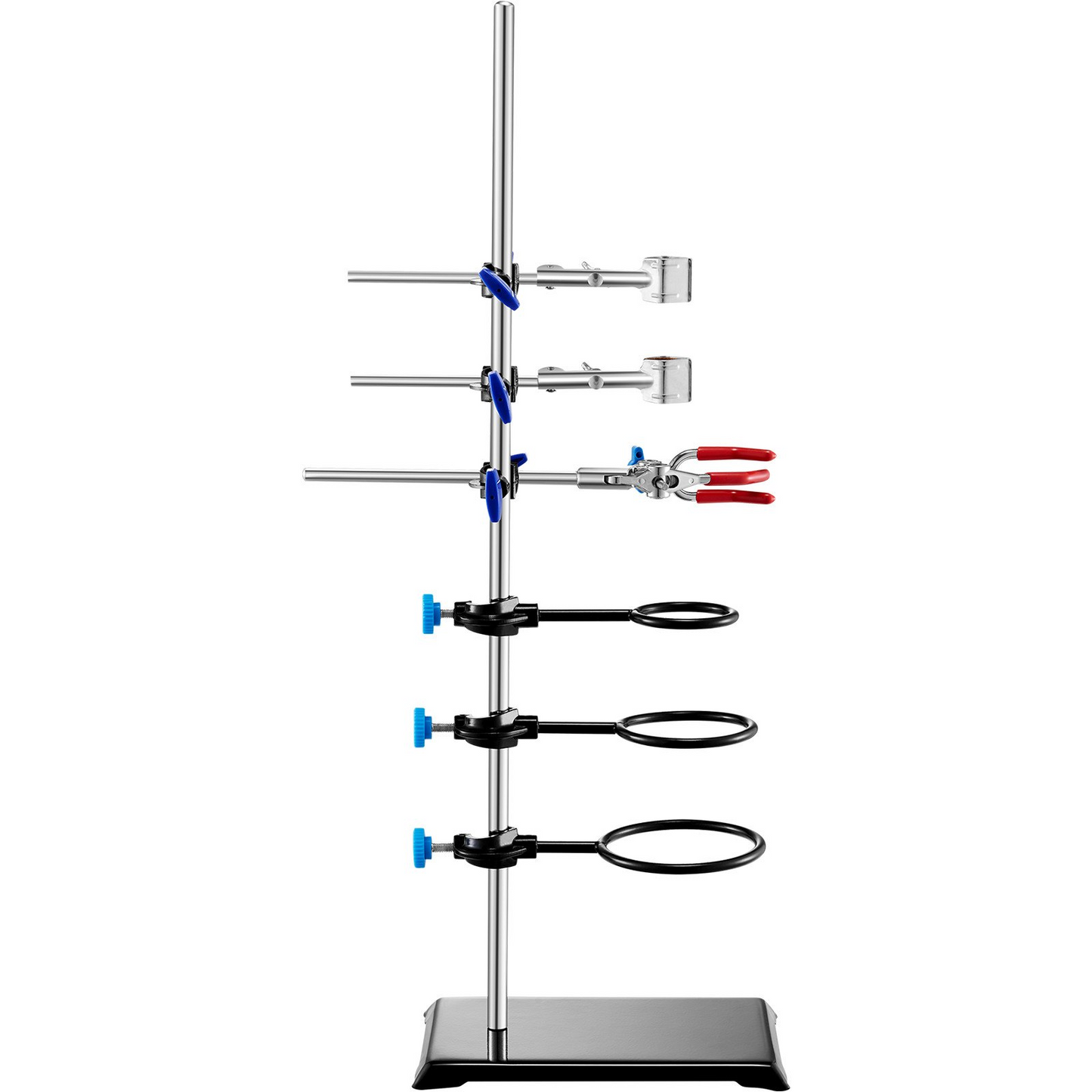 VEVOR Lab Stand Support, Laboratory Retort Support Stand Set, Steel Lab Stand 23.6" Rod and 8.3" x 5.7" Cast Iron Base, Includes Flask Clamps, a Burette Clamp and Cross Clamps