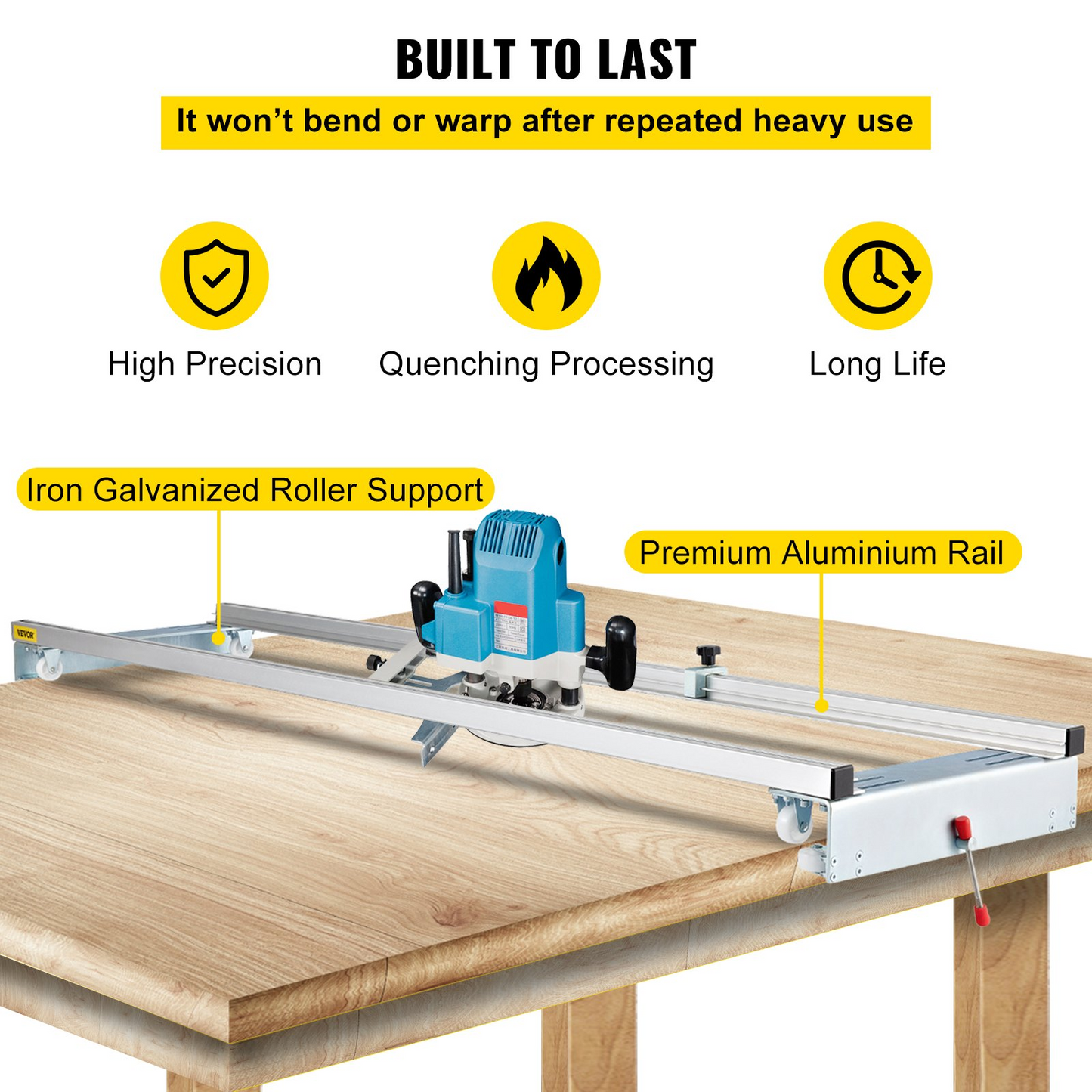 VEVOR Router Sled, 60 inches / 152.4cm Width, Slab Guide Jig for Woodworking with Locking Function, Portable and Easy to Adjust, Trimming Planing Machine for Wood Flattening, Home DIY