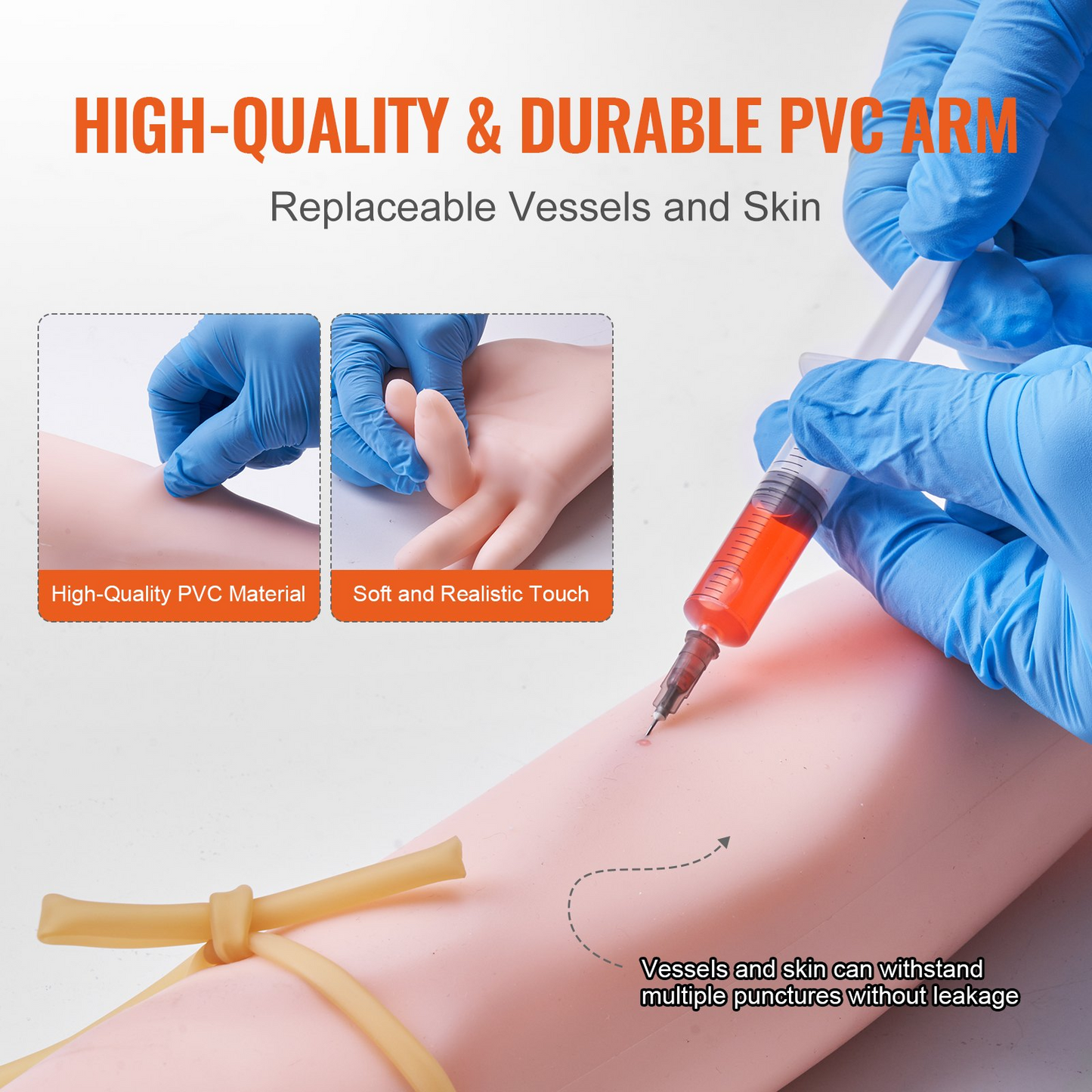 VEVOR Phlebotomy Practice Kit, IV Venipuncture Intravenous Training Kit, High Simulation IV Practice Arm Kit with Carrying Bag, Practice and Perfect IV Skills, for Students Nurses and Professionals