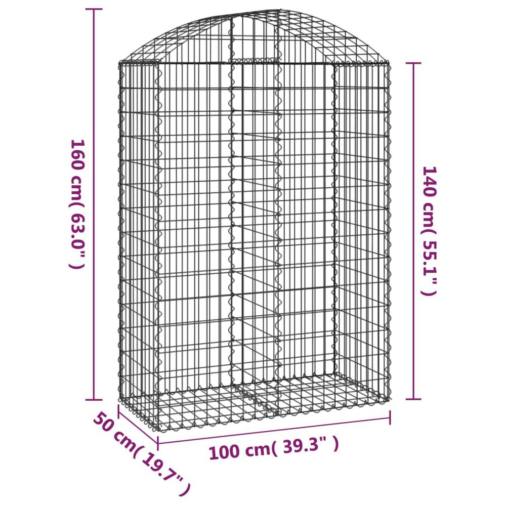 Arched Gabion Basket 39.4"x19.7"x55.1"/63" Galvanized Iron