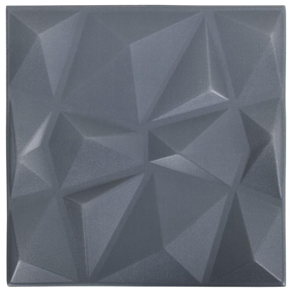 3D Wall Panels 48 pcs 19.7"x19.7" Diamond Gray 129.2 ftÂ²