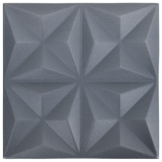 3D Wall Panels 12 pcs 19.7"x19.7" Origami Gray 32.3 ftÂ²