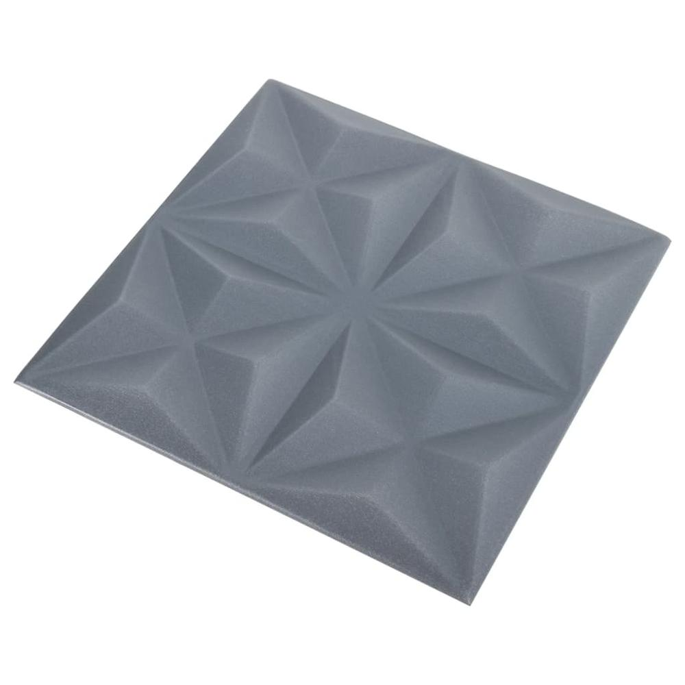 3D Wall Panels 12 pcs 19.7"x19.7" Origami Gray 32.3 ftÂ²