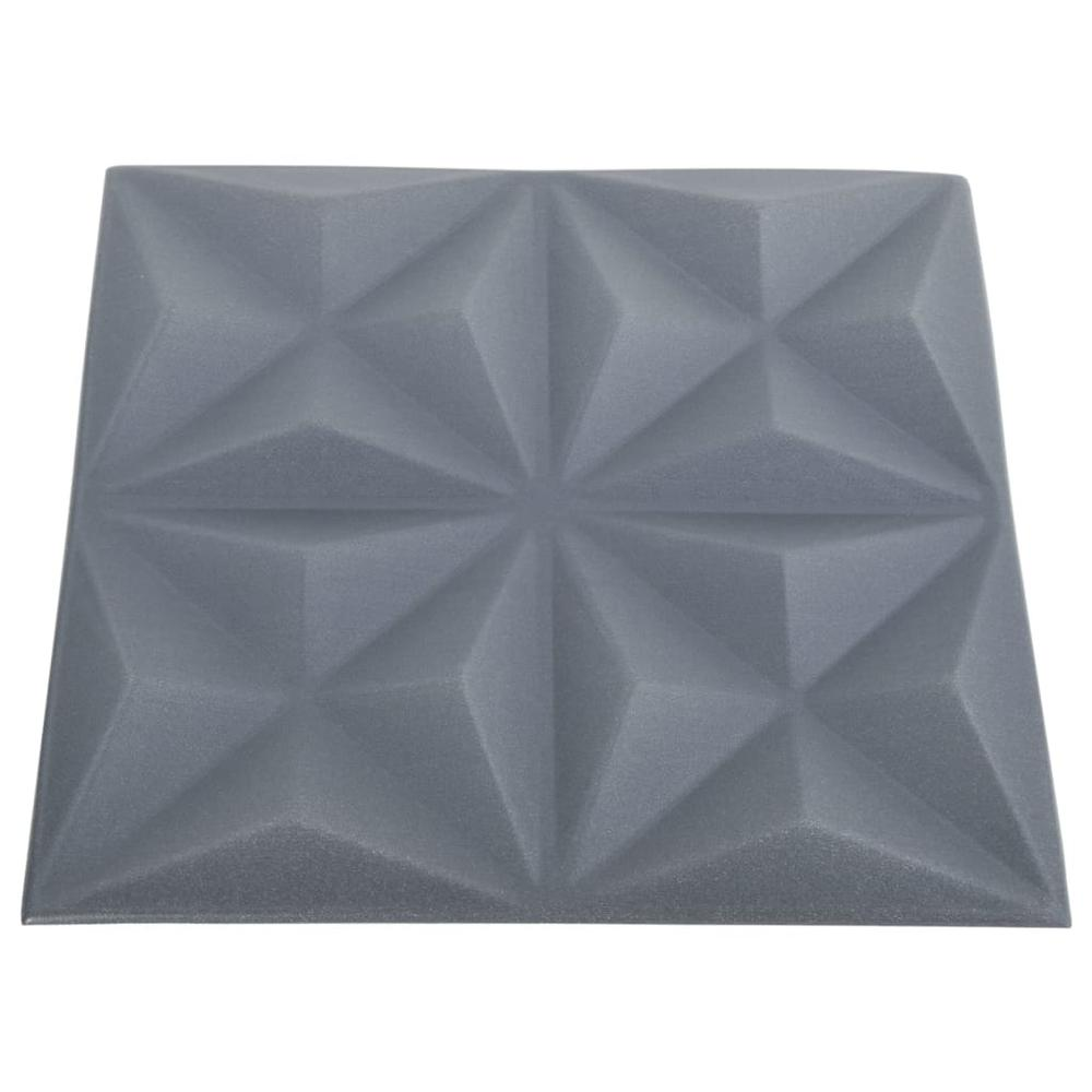 3D Wall Panels 12 pcs 19.7"x19.7" Origami Gray 32.3 ftÂ²