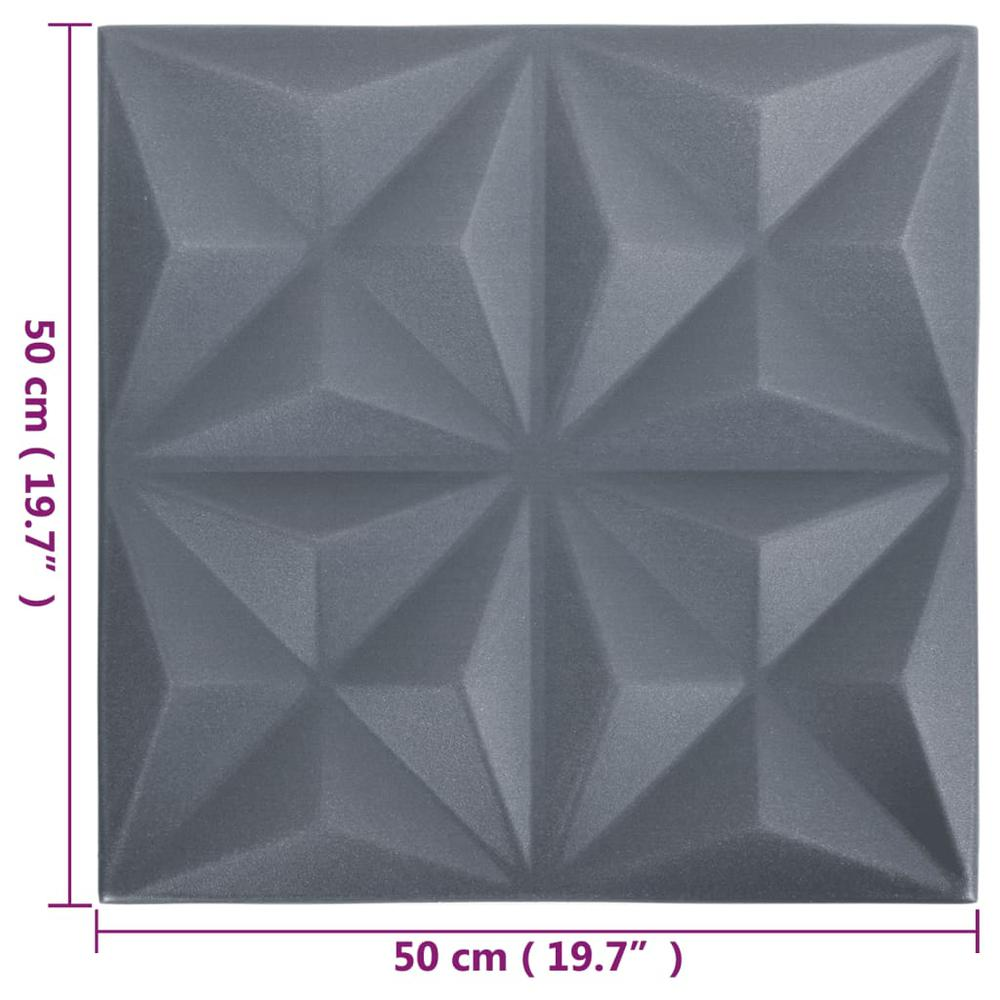 3D Wall Panels 12 pcs 19.7"x19.7" Origami Gray 32.3 ftÂ²