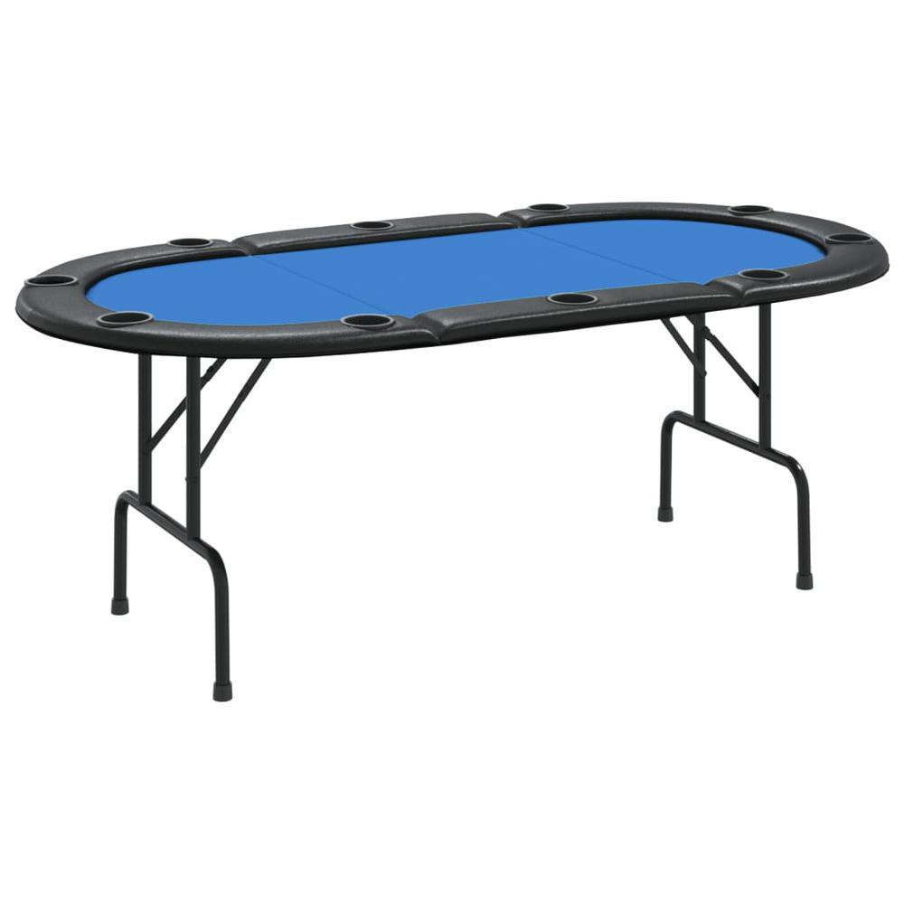 10-Player Folding Poker Table Blue 81.1"x41.7"x29.5"