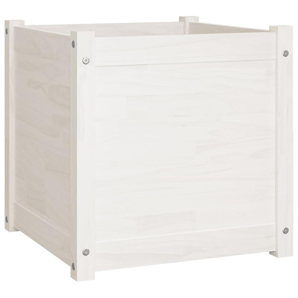 Garden Planter White 19.7"x19.7"x19.7" Solid Wood Pine