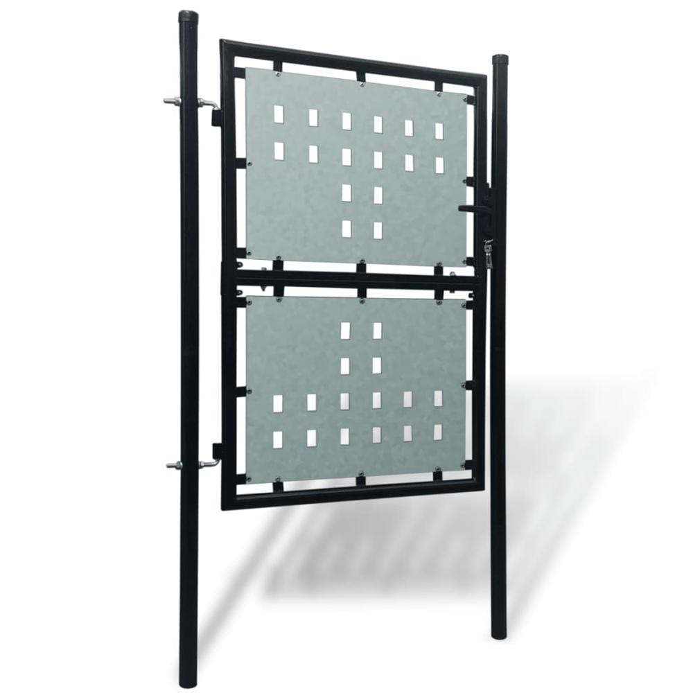 Black Single Door Fence Gate 39.4"x68.9"