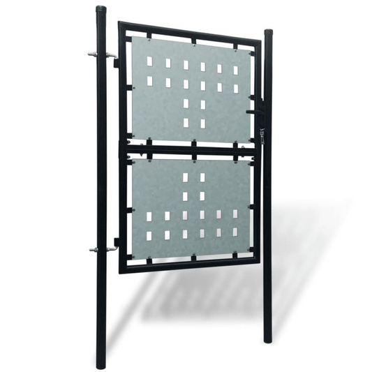 Black Single Door Fence Gate 39.4"x68.9"