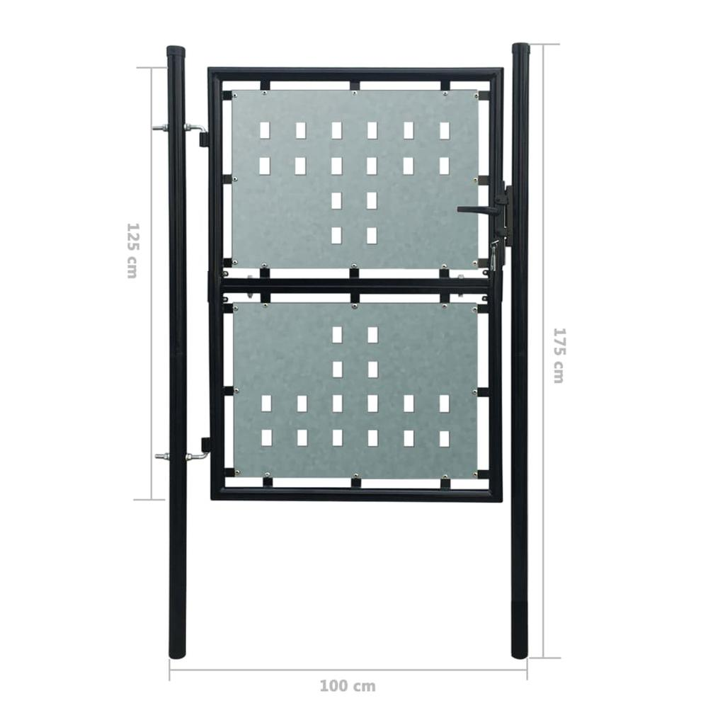 Black Single Door Fence Gate 39.4"x68.9"