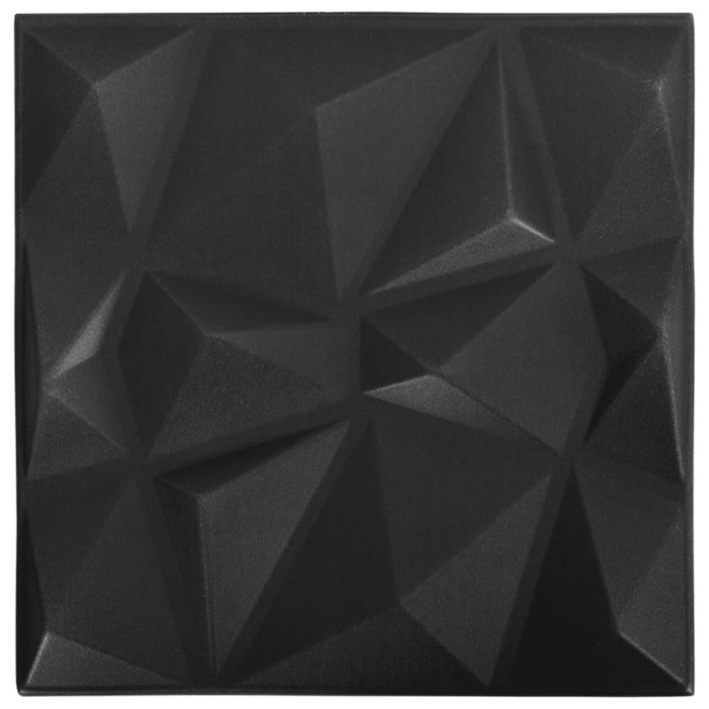 3D Wall Panels 12 pcs 19.7"x19.7" Diamond Black 32.3 ftÂ²