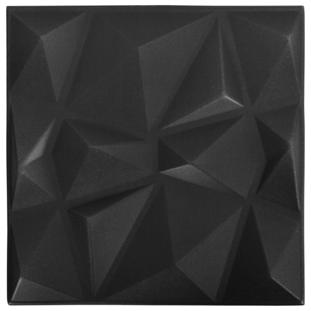 3D Wall Panels 48 pcs 19.7"x19.7" Diamond Black 129.2 ftÂ²