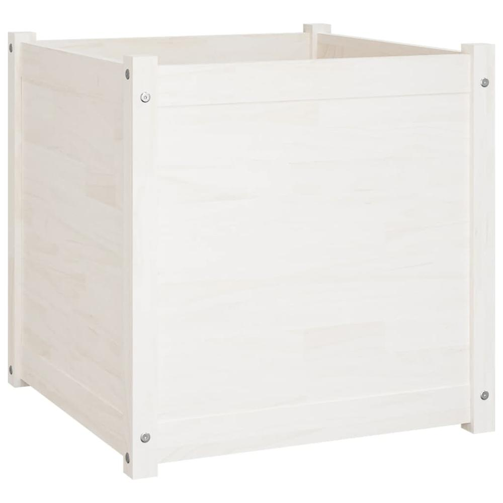 Garden Planters 2 pcs White 23.6"x23.6"x23.6" Solid Wood Pine