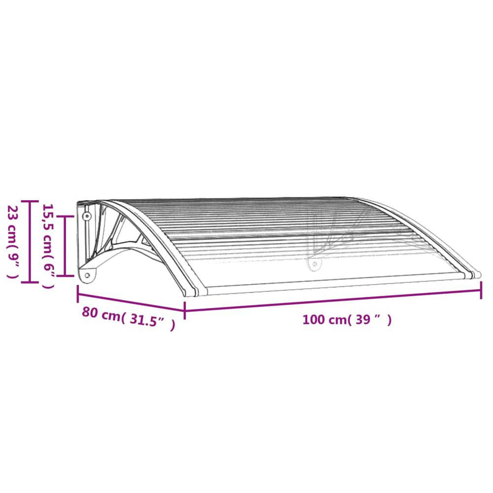 Door Canopy Black and Transparent 39.4"x31.5" Polycarbonate