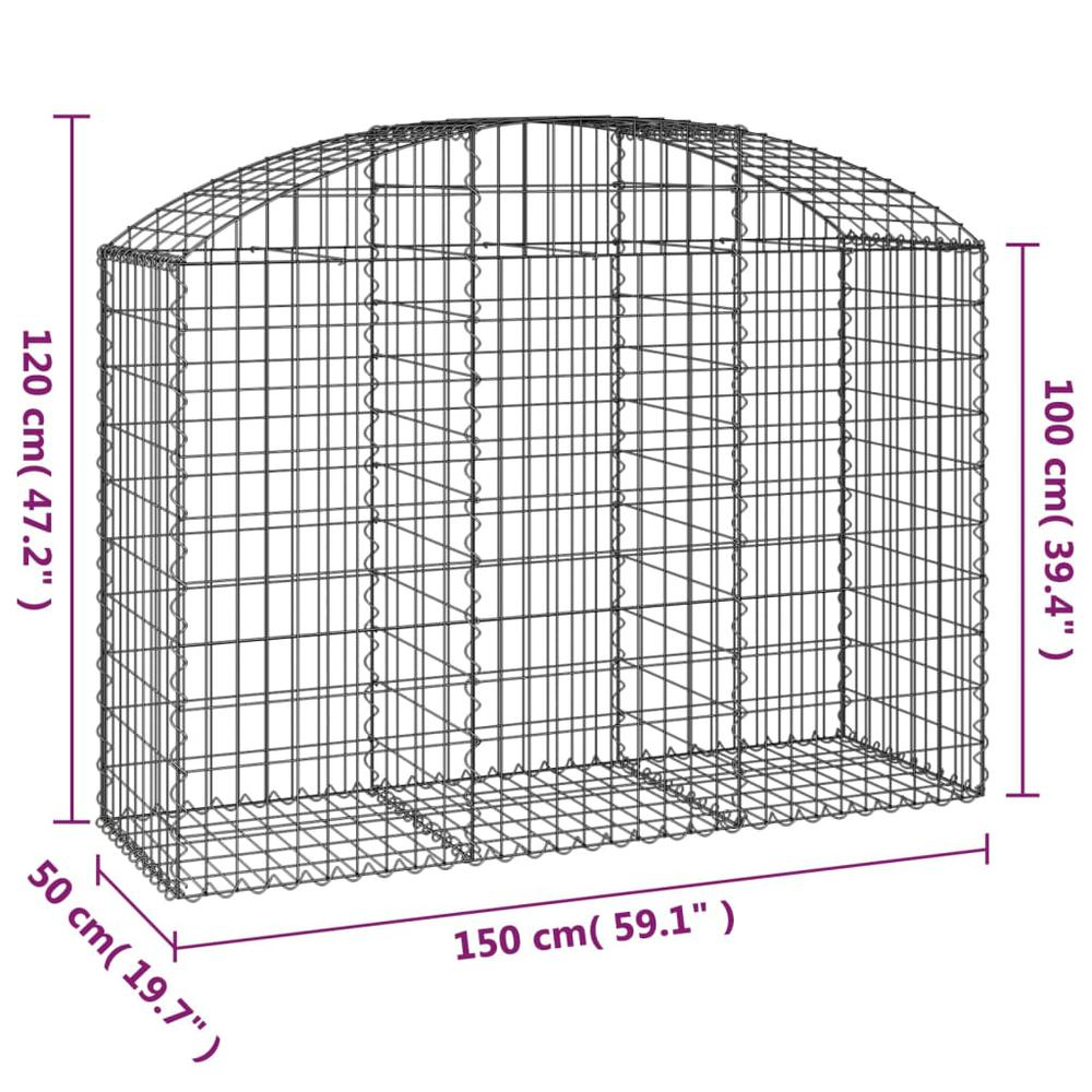 Arched Gabion Basket 59.1"x19.7"x39.4"/47.2" Galvanized Iron