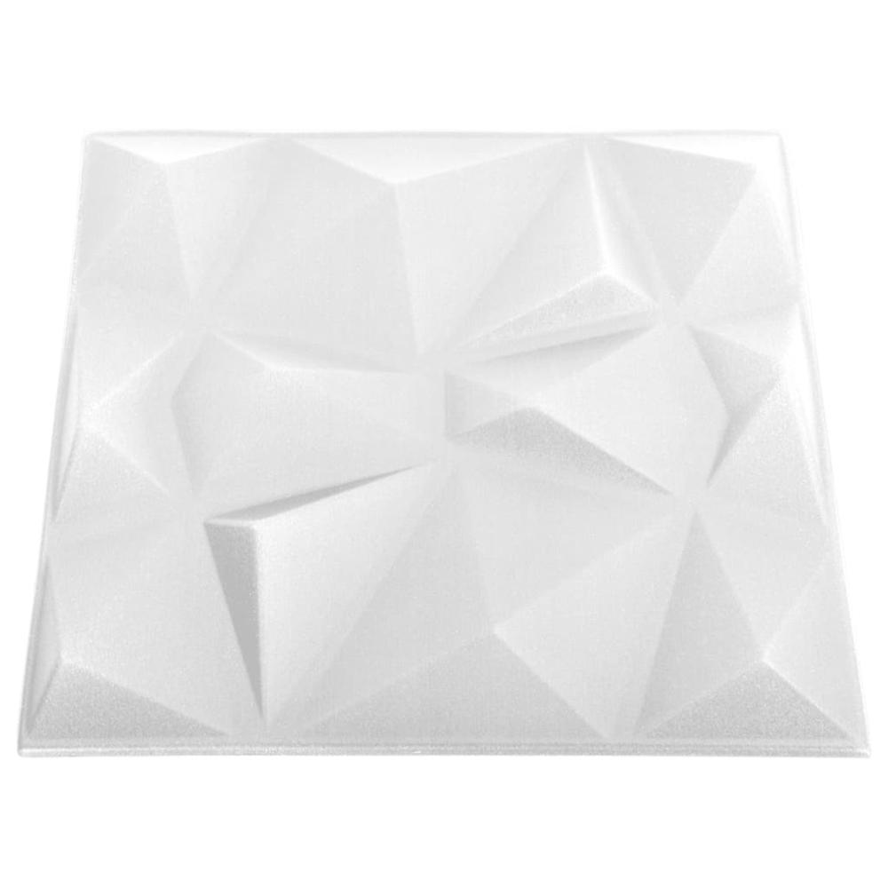 3D Wall Panels 24 pcs 19.7"x19.7" Diamond White 64.6 ftÂ²