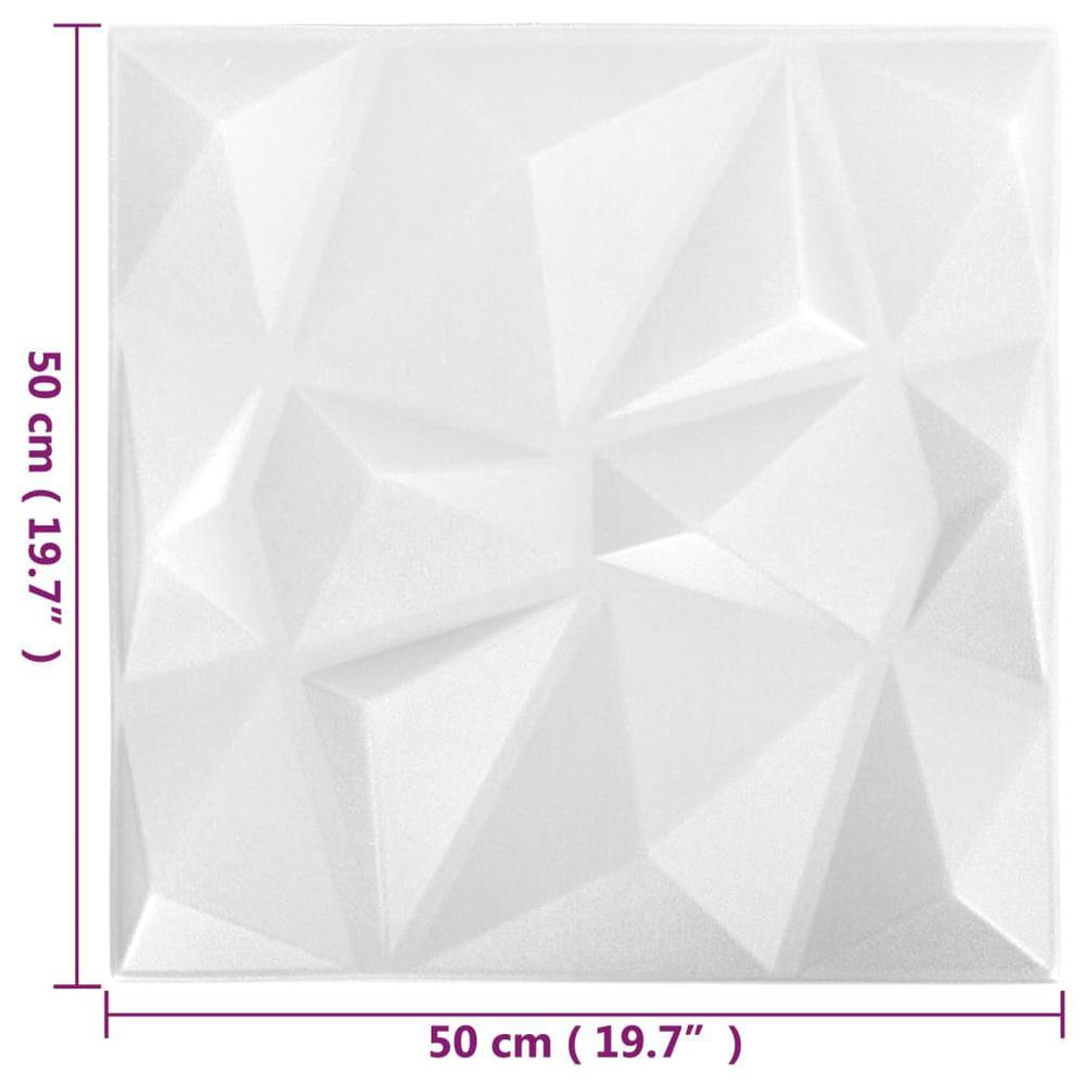 3D Wall Panels 24 pcs 19.7"x19.7" Diamond White 64.6 ftÂ²