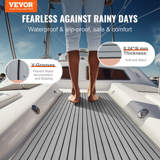 VEVOR Boat Flooring, EVA Foam Boat Decking 94.5" x 45.7", Non-Slip Self-Adhesive Flooring, 29.9 sq.ft Marine Carpet for Boats, Yacht, Pontoon, Kayak Decking