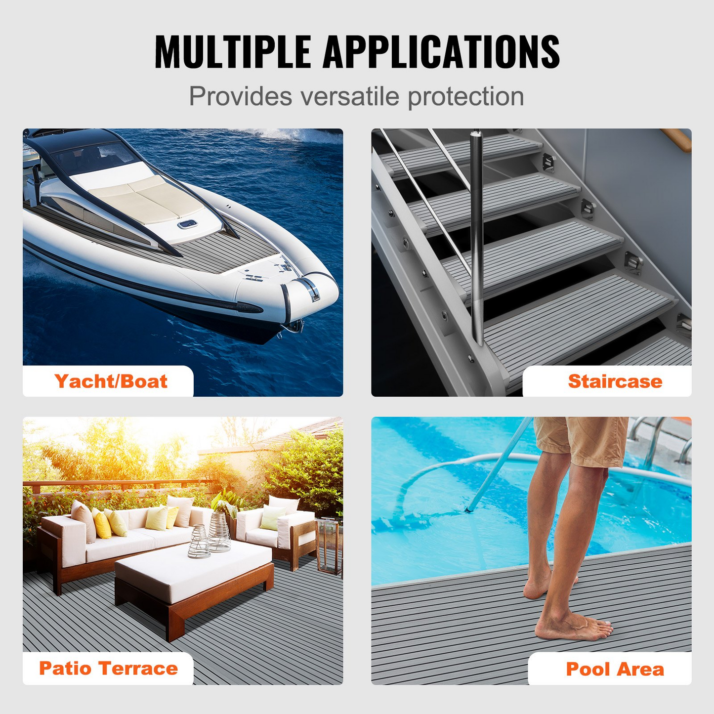 VEVOR Boat Flooring, EVA Foam Boat Decking 94.5" x 45.7", Non-Slip Self-Adhesive Flooring, 29.9 sq.ft Marine Carpet for Boats, Yacht, Pontoon, Kayak Decking