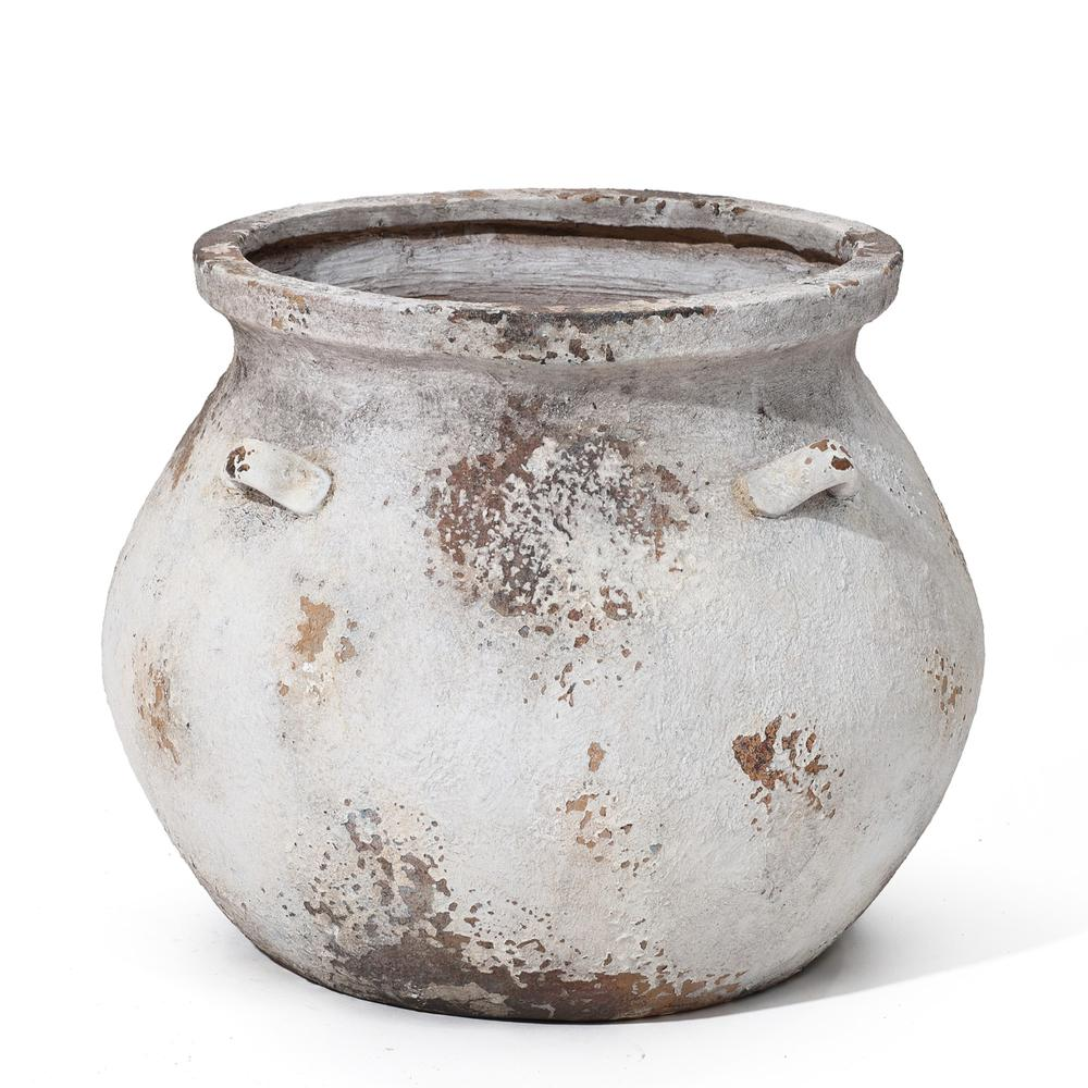 Off White Rustic Cauldron MgO Planter Pot