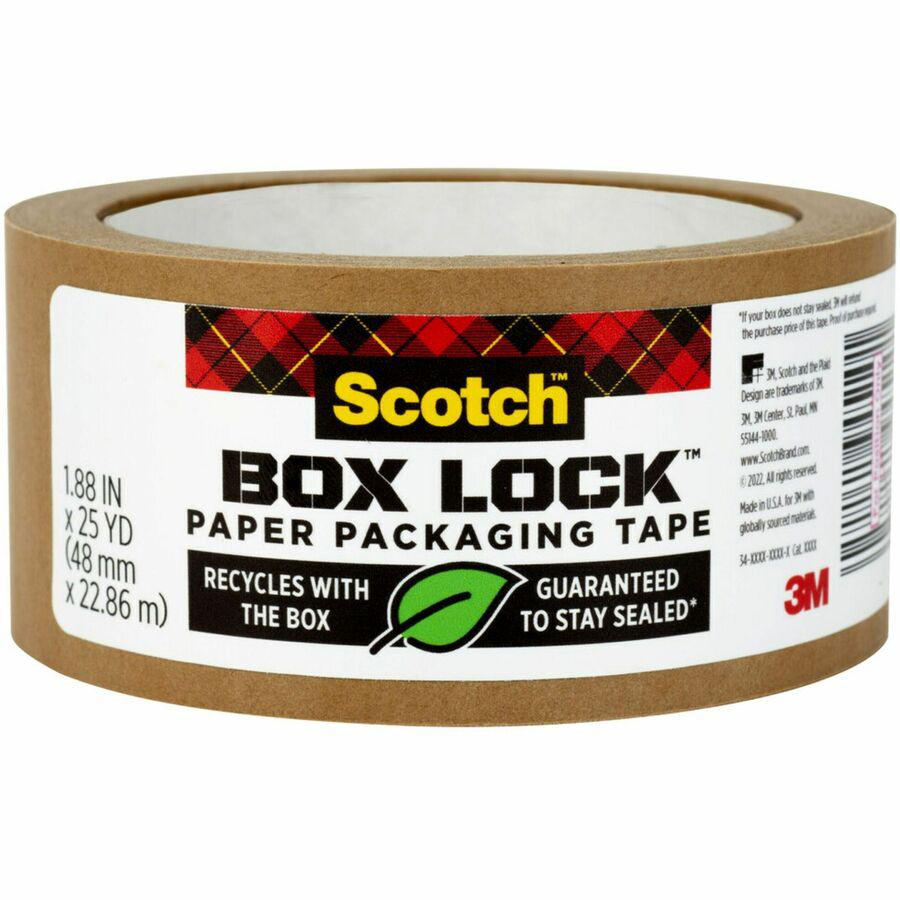 Scotch Box Lock Packaging Tape Refill - 25 yd Length x 1.88" Width - 8 / Carton - Brown