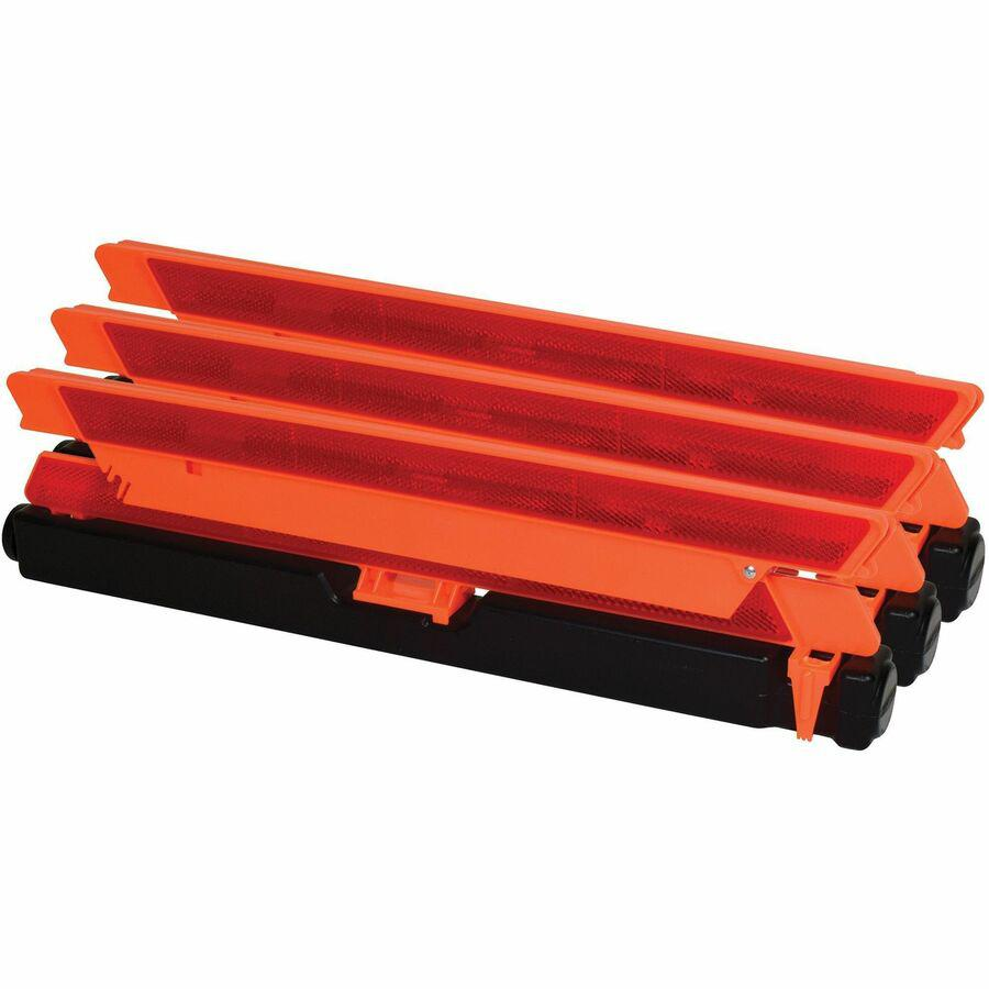 Deflecto Emergency Warning Triangle Kit - 1 Kit - 17.3" Width x 16.5" Height - Triangle Shape - Reflective, Non-flammable - Outdoor - Orange, Red