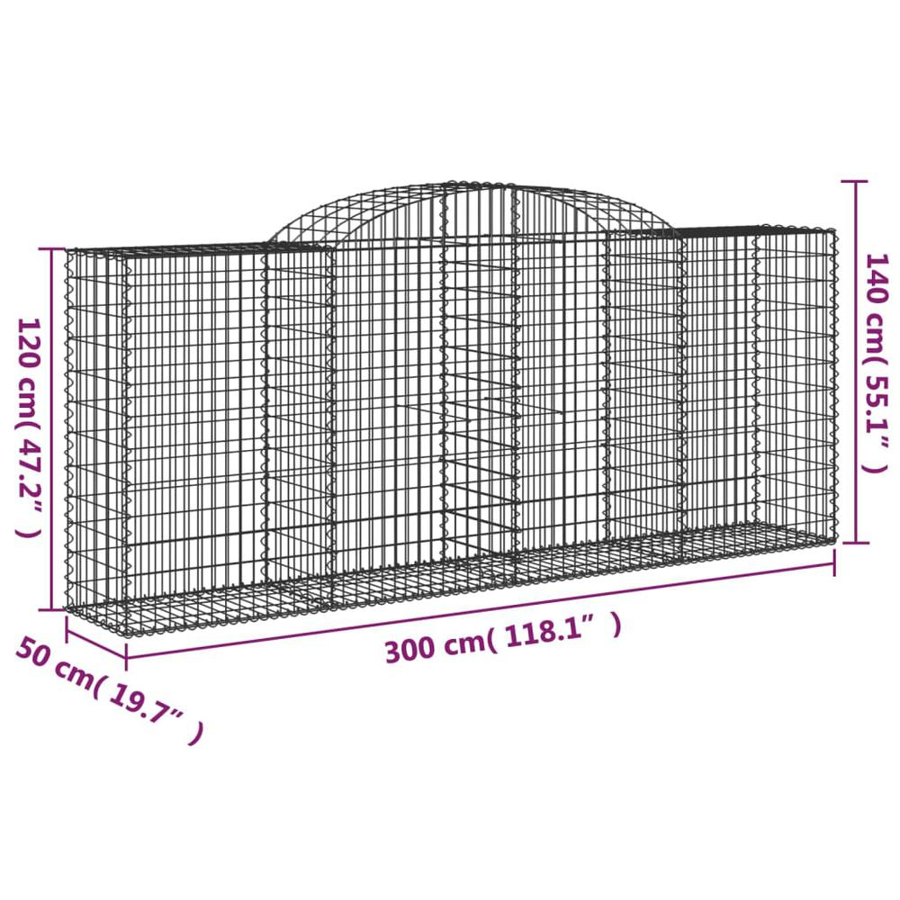 Arched Gabion Basket 118.1"x19.7"x47.2"/55.1" Galvanized Iron