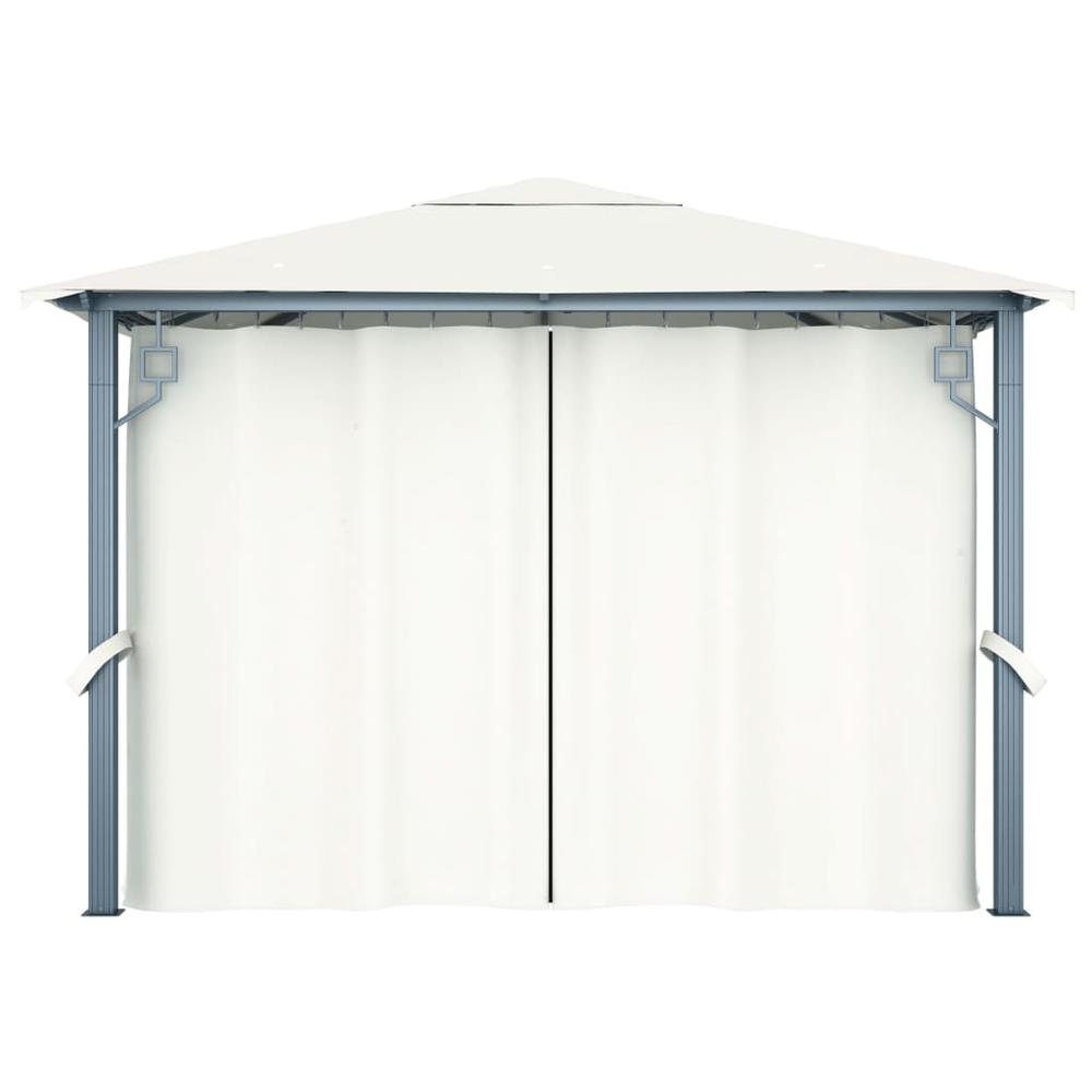 Gazebo with Curtain 118.1"x118.1" Cream Aluminum