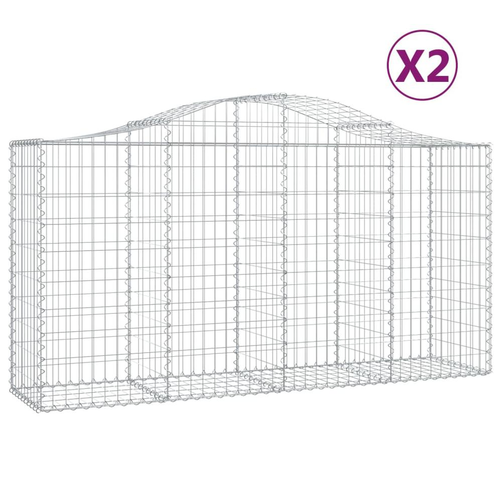 Arched Gabion Baskets 2 pcs 78.7"x19.7"x39.4"/47.2" Galvanized Iron