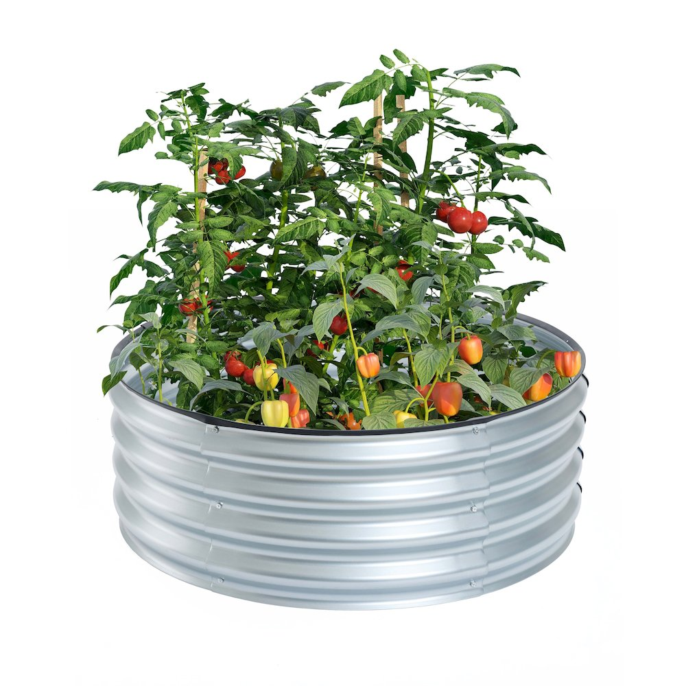 35.38in Round Galvanized Steel Raised Garden Bed