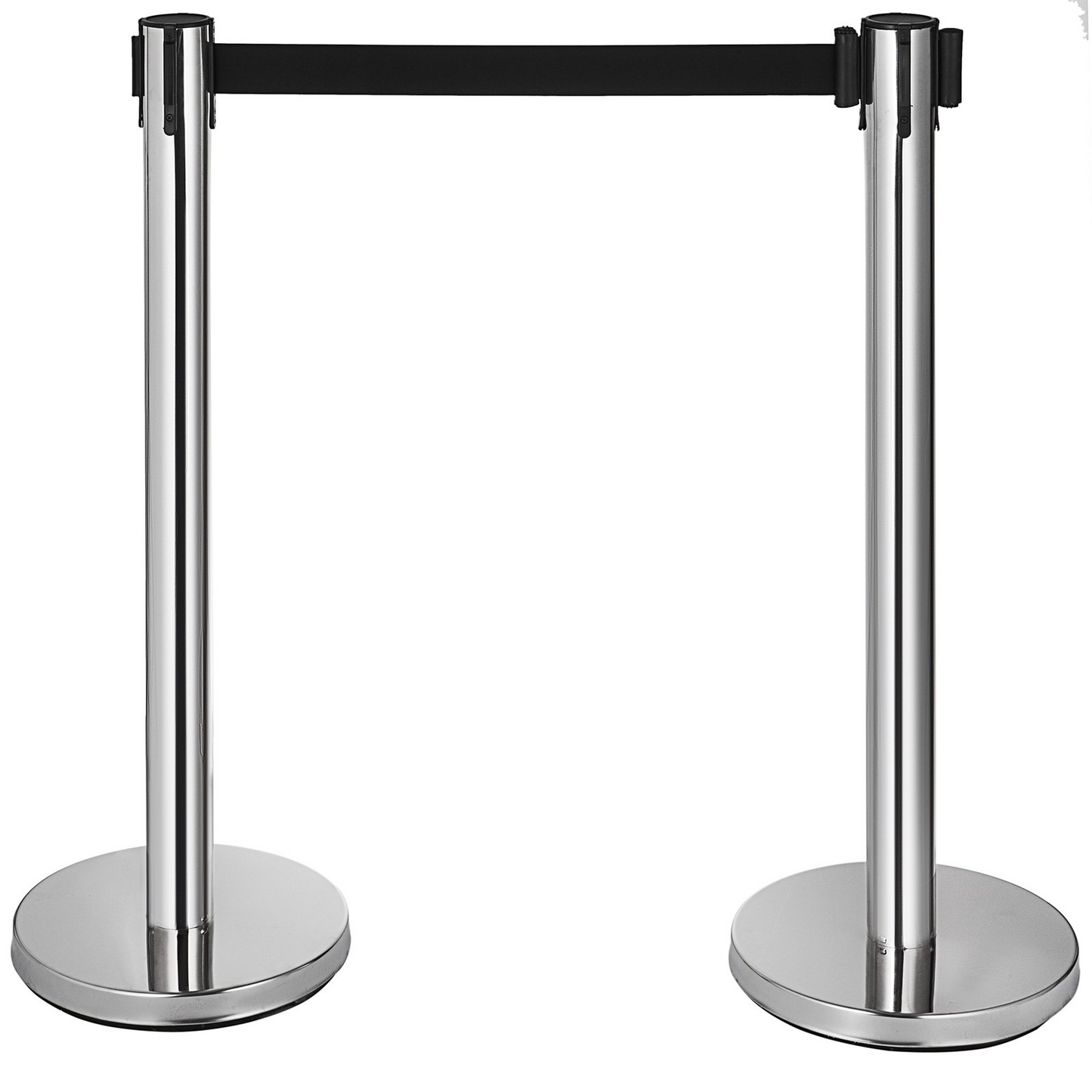 VEVOR Crowd Control Stanchion, 6-Pack Crowd Control Barrier, Carbon Steel Baking Painted Stanchion Queue Post with 6.6FT Retractable Belt & Fillable Base, Belt Barrier Line Divider, Easy Assembly