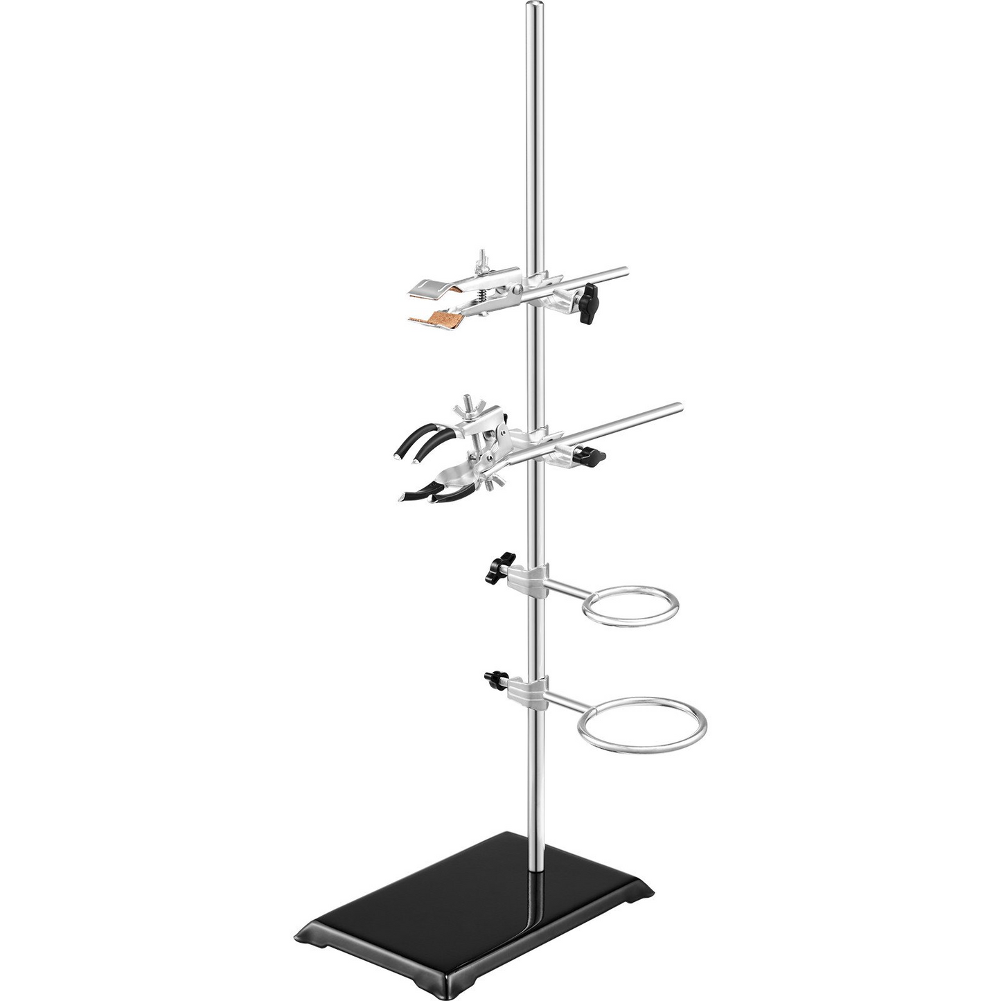 VEVOR Lab Stand Support, Laboratory Retort Support Stand 2 Sets, Steel Lab Stand 23.6" Rod and 8.3" x 5.5" Cast Iron Base, Includes Flask Clamps, Burette Clamps and Cross Clamps