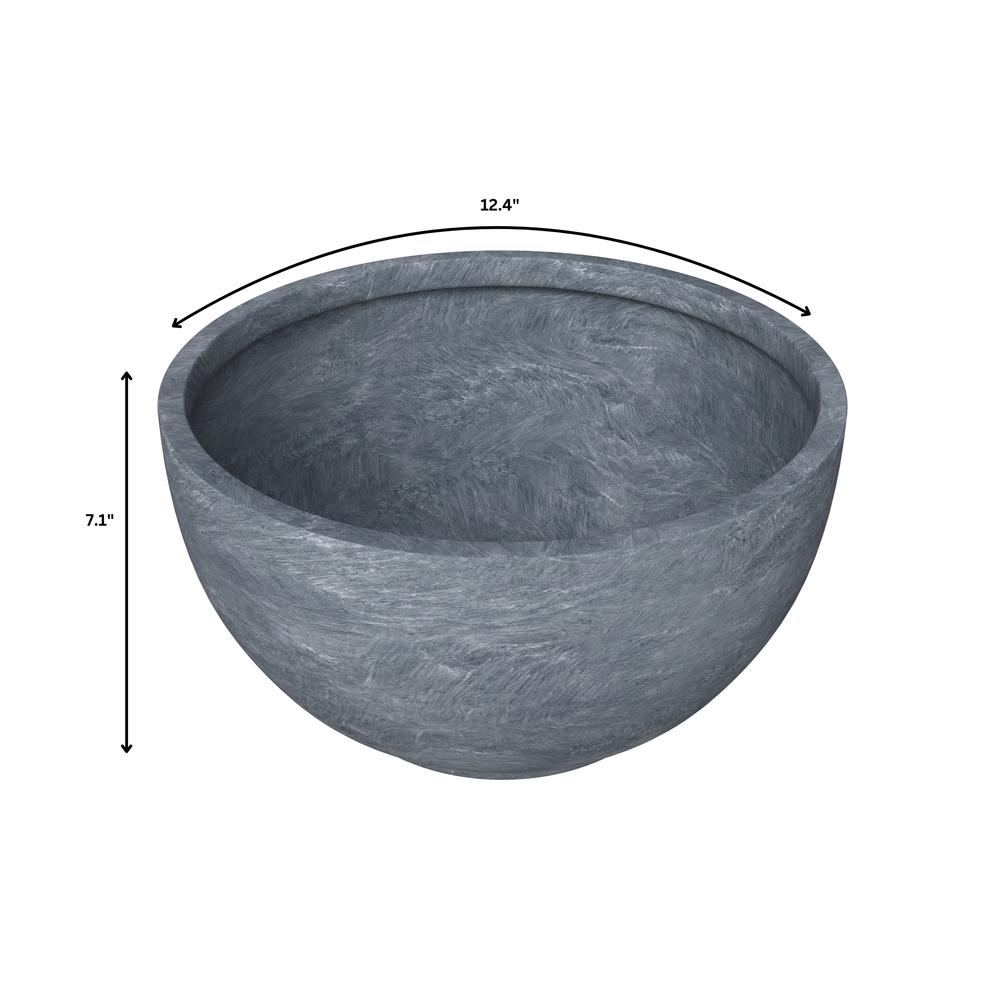 Grove Series Hemisphere Poly Clay Planter in Aged Concrete 12.4 Dia, 7.1 High